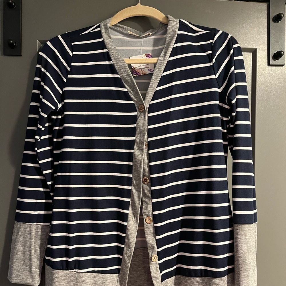 Striped button front cardigan